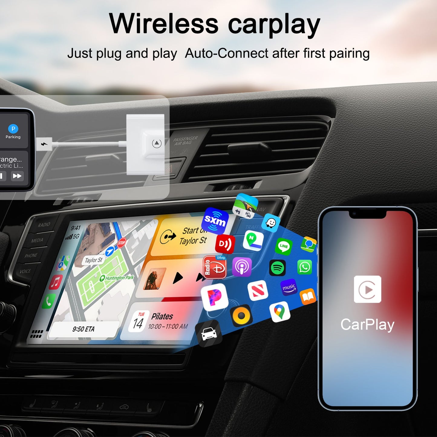 Wireless Carplay Adapter For iPhone & Android