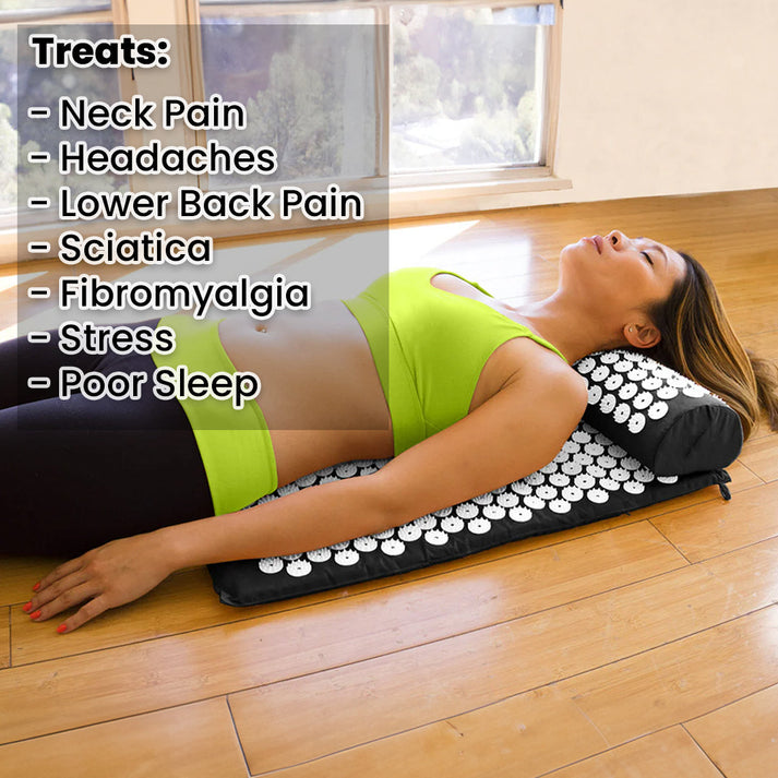 Neck & Back Acupressure Mat + Pillow Set